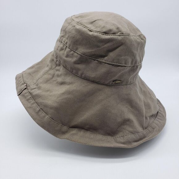 Scala Collezione Hat Bucket Womens One Size Khaki Packable Sun Brim Drawstring - Picture 1 of 7